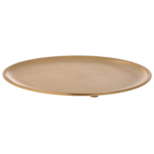 Candle holder plate d. 7 1/2 in gold plated brass satin finish 1