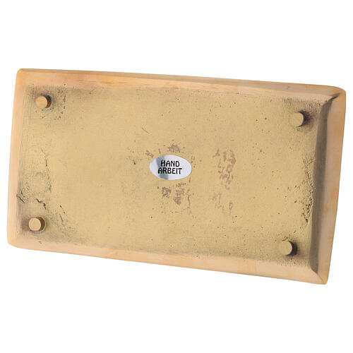 Plato portavela rectangular latón dorado lúcido 17x9 cm 3