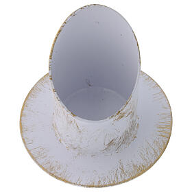 Portacandele taglio obliquo bianco oro shabby chic diam 5 cm