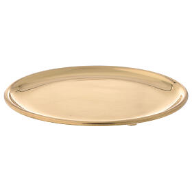 Glossy golden brass plate candles diameter 12 cm