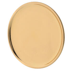 Polished gold plated plate candle diameter 4 3/4 in