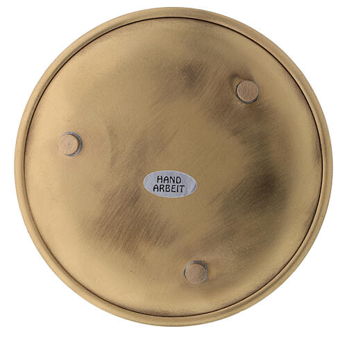 Polished gold plated plate candle diameter 4 3/4 in 3