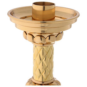 Tischleuchter, wandelbar, Messing vergoldet, zylindrische Form, 36 cm Höhe
