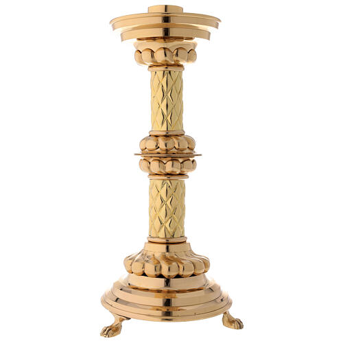 Tischleuchter, wandelbar, Messing vergoldet, zylindrische Form, 36 cm Höhe 1