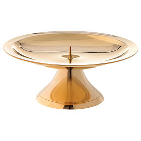 Candlestick in shiny golden brass 14 cm