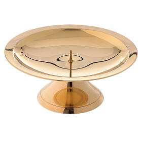 Polished gold plated brass candlestick 5 1/2 in
