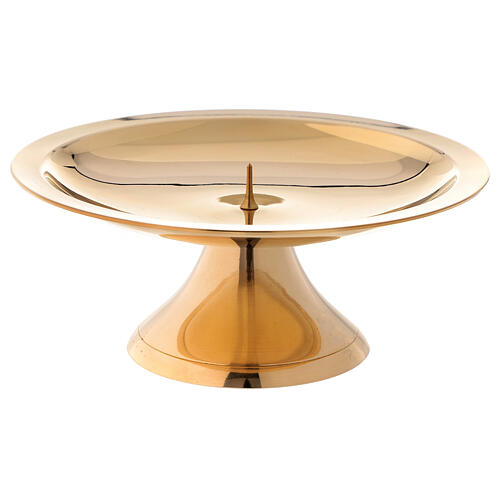 Polished gold plated brass candlestick 5 1/2 in 1