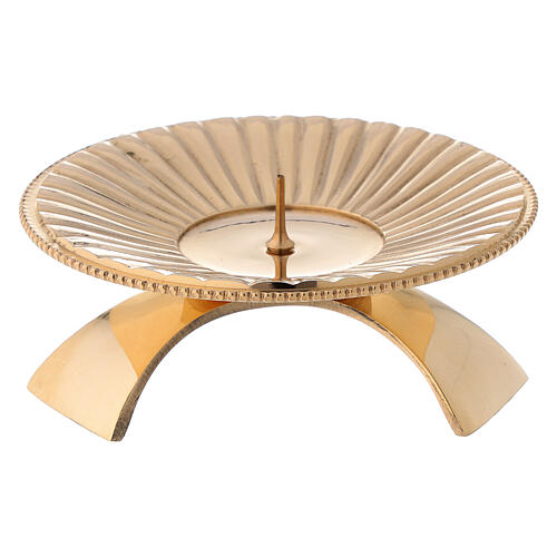 Striped candlestick in polished gold plated brass 3 1/2 in 1