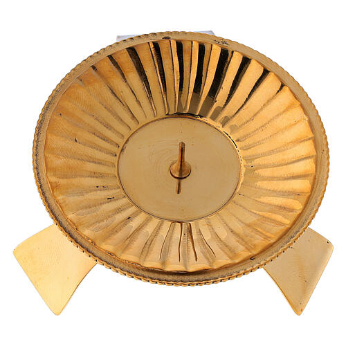 Candleholder in striped golden satin brass 7 cm 2