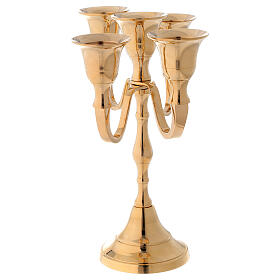 Candleholder with 5 arms in golden brass 20 cm