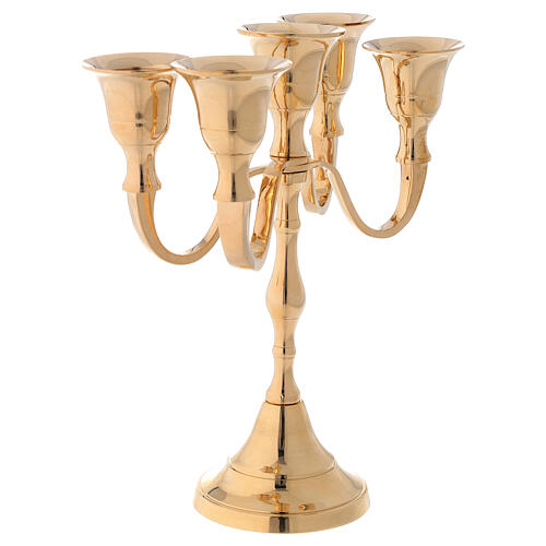 Candleholder with 5 arms in golden brass 20 cm 5