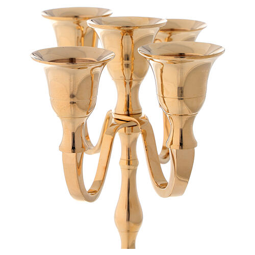 Candleholder with 5 arms in golden brass 20 cm 6