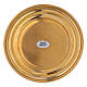 Round golden brass candle holder plate diameter 13 cm s3