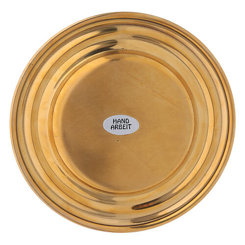 Piatto portacandela rotondo ottone dorato diametro 13 cm 3