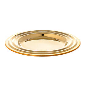 Round candle holder plate in gold plated brass diameter 5 in