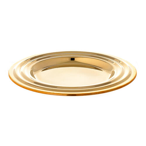 Round candle holder plate in gold plated brass diameter 5 in 1