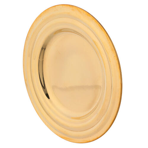 Round candle holder plate in gold plated brass diameter 5 in 2