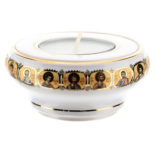 Greek ceramic lamp holder with saints 1
