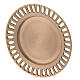 Candle holder plate, satin gold plated brass, cut-out pattern, 11 cm s2