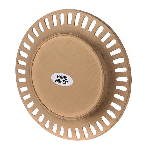 Perforated plate for candles gold plated brass satin finish 4 1/4 in 3