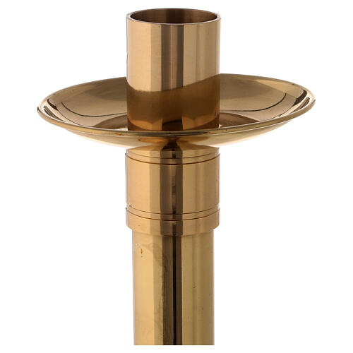 Altar candlestick, gold plated brass, spike and candle holder, h 30 cm 2