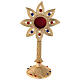 Flower-shaped reliquary, gold plated brass and crystals, h 23 cm s1