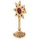 Flower-shaped reliquary, gold plated brass and crystals, h 23 cm s3