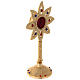Flower-shaped reliquary, gold plated brass and crystals, h 23 cm s4