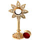 Flower shaped reliquary in gold plated brass with crystals h 9 in s5