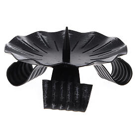 Portacandela con punzone treppiede ferro nero 11 cm