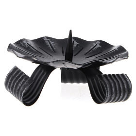 Portacandela con punzone treppiede ferro nero 11 cm