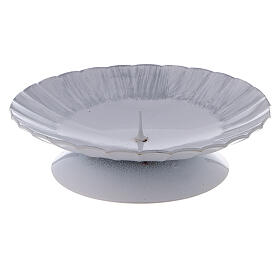 White and silver iron candle holder with jag diameter 11 cm