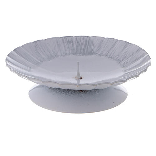 White and silver iron candle holder with jag diameter 11 cm 1