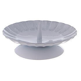 Portacandela con punzone ferro bianco argento d. 12 cm