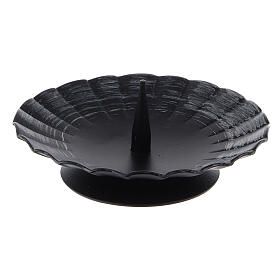 Black iron candle holder with folds diameter 9.5 cm