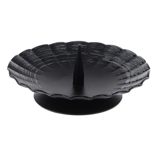 Black iron candle holder with folds diameter 9.5 cm 1