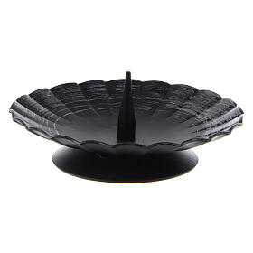 Portavela hierro negro pliegues diámetro 9,5 cm