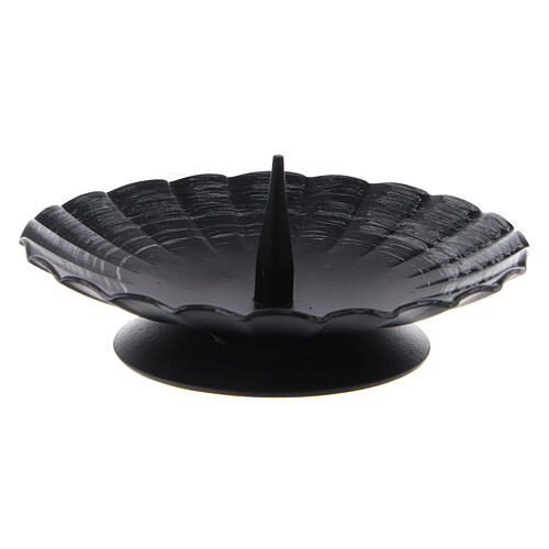 Portacandela ferro nero pieghe diametro 9,5 cm 2