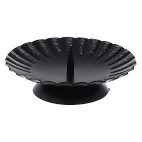 Black iron wave-edged candle holder with jag diameter 12 cm