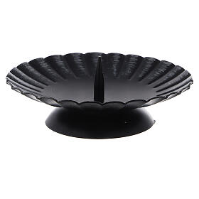 Black iron wave-edged candle holder with jag diameter 12 cm