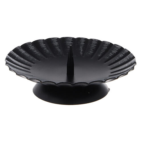 Black iron wave-edged candle holder with jag diameter 12 cm 1