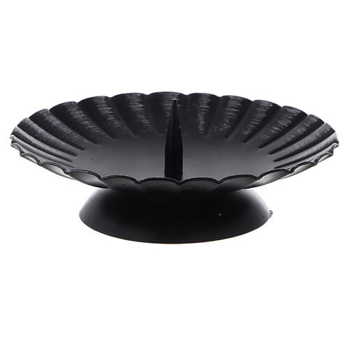 Black iron wave-edged candle holder with jag diameter 12 cm 2