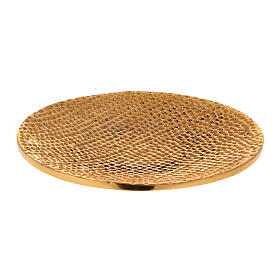 Honeycomb candle holder plate in gold plated aluminium d. 5 1/2 in