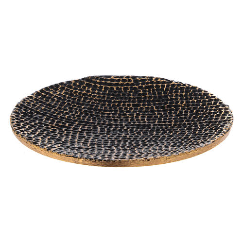 Plato portavela nido de abeja negro oro diámetro 14 cm 1