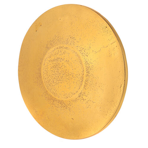 Golden aluminium candle plate with engraved leaves diameter 14 cm 3