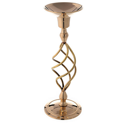 Spiral candlestick in golden brass 23 cm high 1