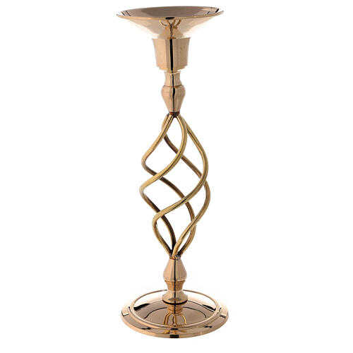Spiral candlestick in golden brass 23 cm high 2