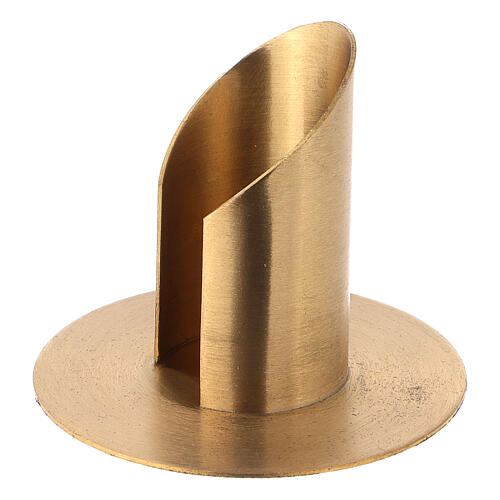 Nickel-plated brass candlestick with satin finish diameter 1 1/2 in 2