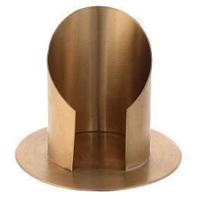 Open candle holder in satin nickel-plated brass, diameter 8 cm