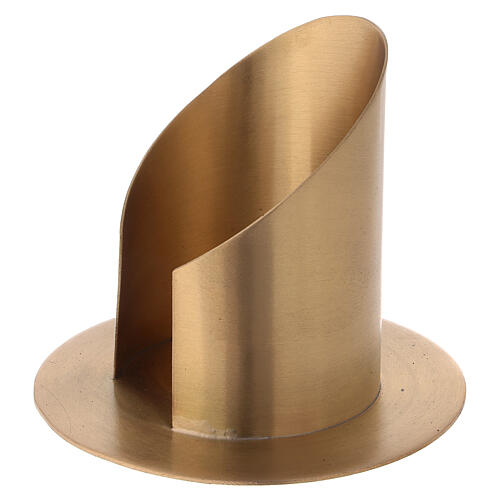 Open candle holder in satin nickel-plated brass, diameter 8 cm 2